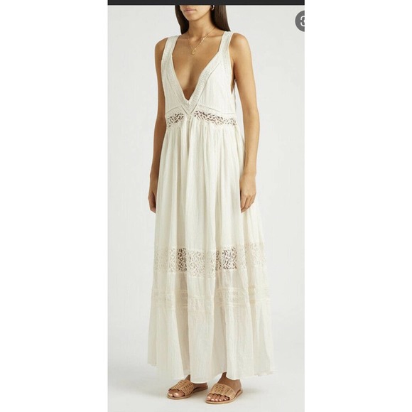 Free People Dresses & Skirts - Free People Cara Lace Trim Maxi Dress Size XSmall